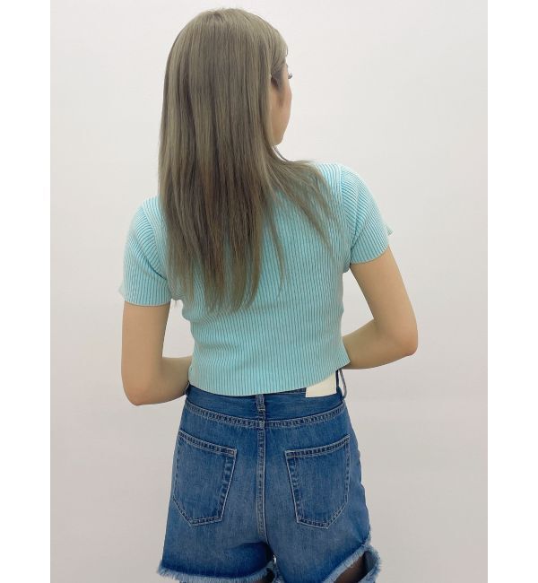 GYDA「ハーフスリーブブリーチWファスナーリブニットトップス」|ニット・セーター|