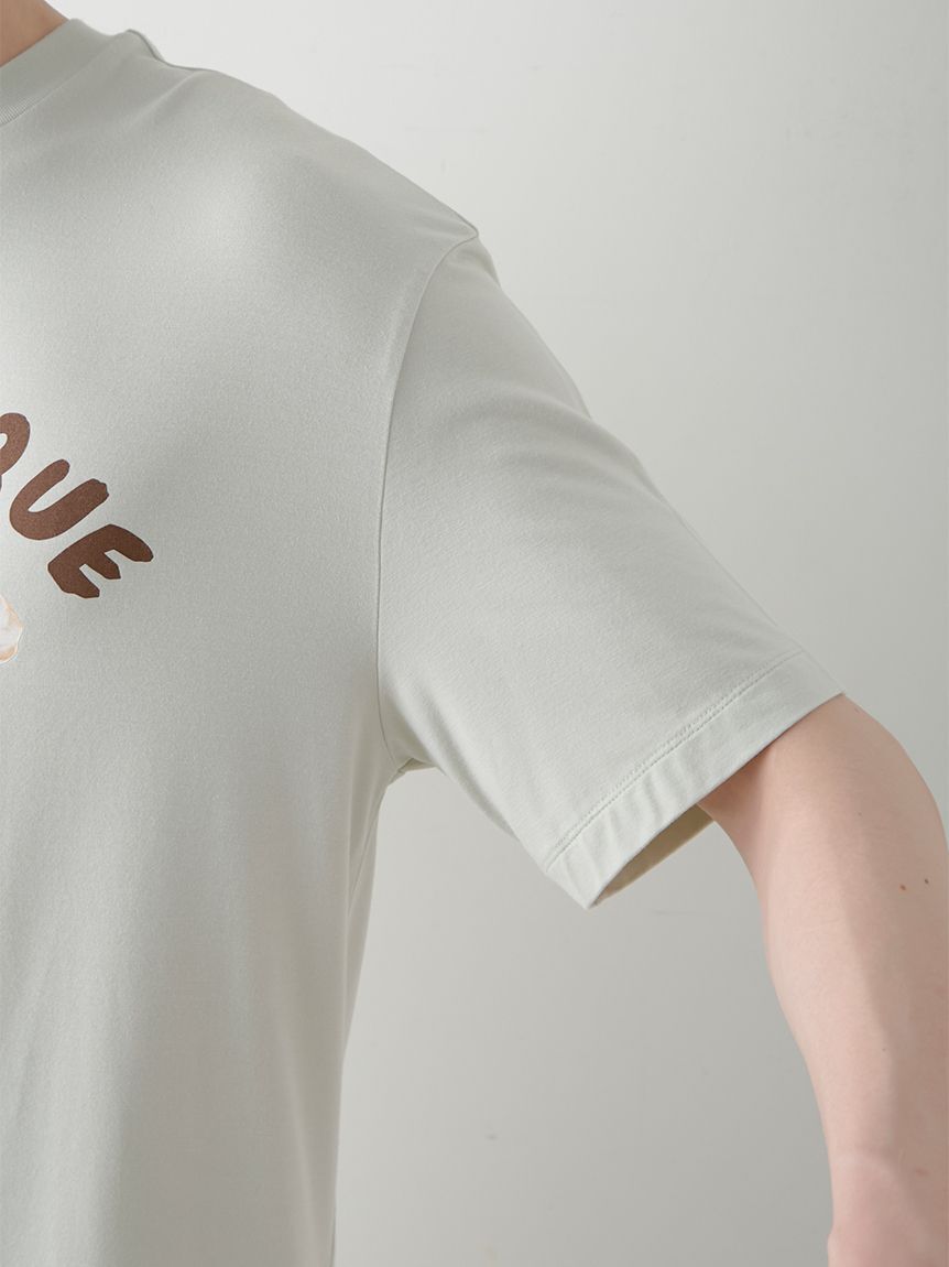 GELATO PIQUE HOMME「【ONLINE限定】【HOMME】sleeping cat ワンポイントTシャツ＆総柄ロングパンツセット」|ルームウェア|