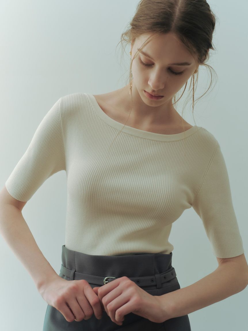 FRAY I.D「シルクブレンド前後2way半袖リブニット／ウォッシャブル」|ニット・セーター|IVR