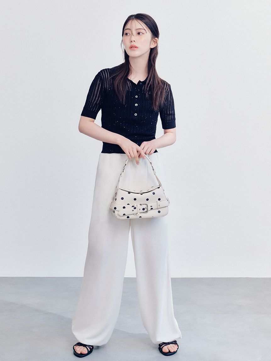 FRAY I.D「スパンコールアイレットケーブルポロニット」|ニット・セーター|