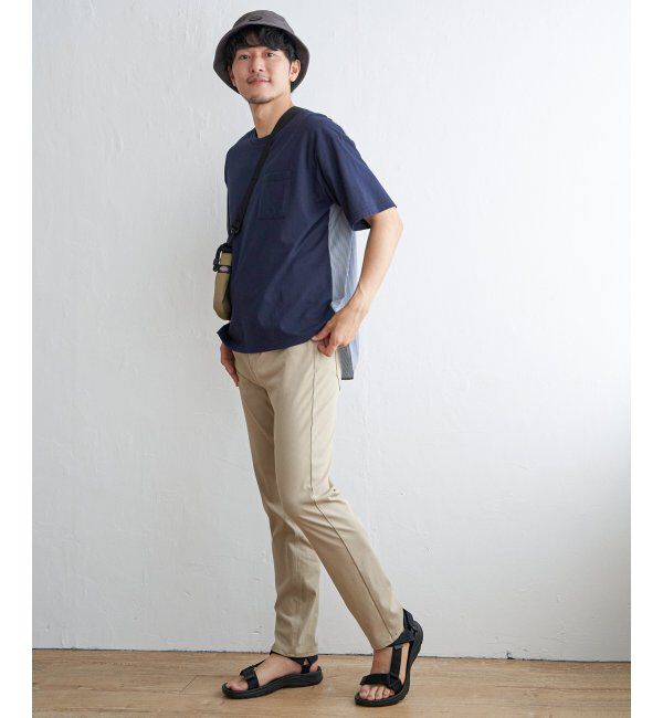 ikka「ストライプブロード切り替えTシャツ」|Tシャツ・カットソー|