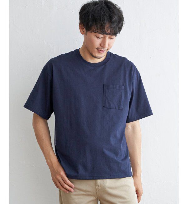 ikka「ストライプブロード切り替えTシャツ」|Tシャツ・カットソー|