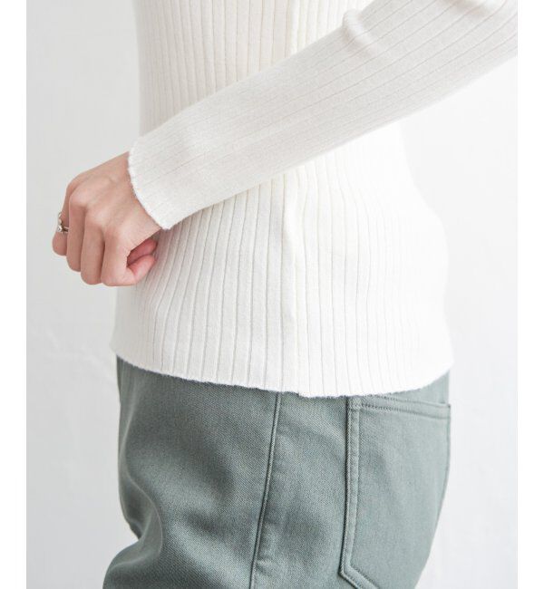 ikka「【洗濯機で洗える】クリーミーミニハイネックリブニット」|プルオーバー|