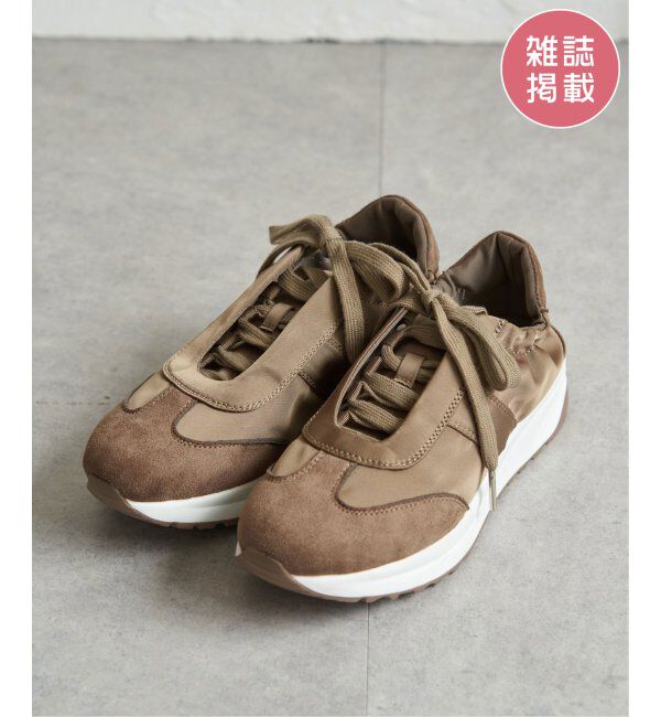 ikka「サテンスーエドコンビスニーカー」|その他|モカ