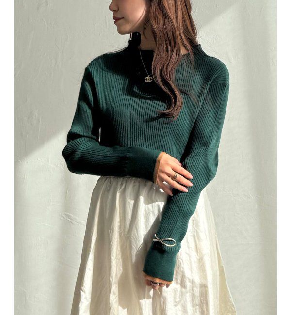 Lbc with Life「袖配色レイヤーリブニット」|カーディガン|