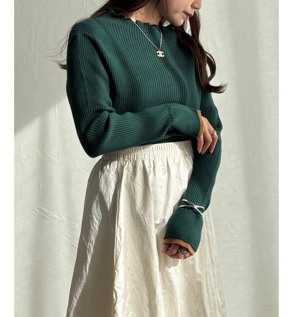 Lbc with Life「袖配色レイヤーリブニット」|カーディガン|