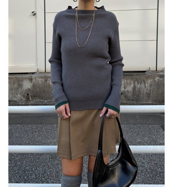 Lbc with Life「袖配色レイヤーリブニット」|カーディガン|