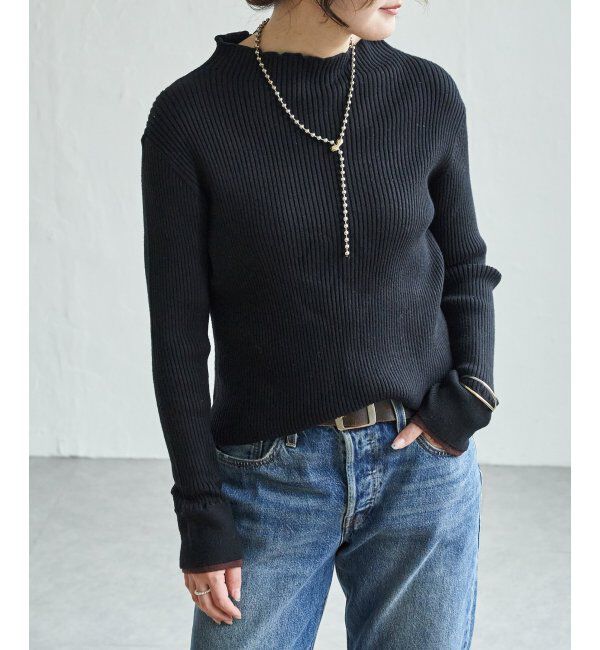 Lbc with Life「袖配色レイヤーリブニット」|カーディガン|