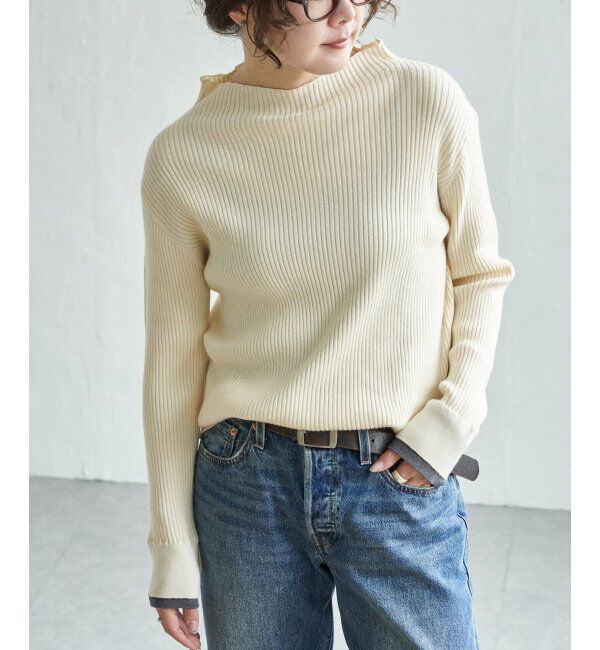 Lbc with Life「袖配色レイヤーリブニット」|カーディガン|