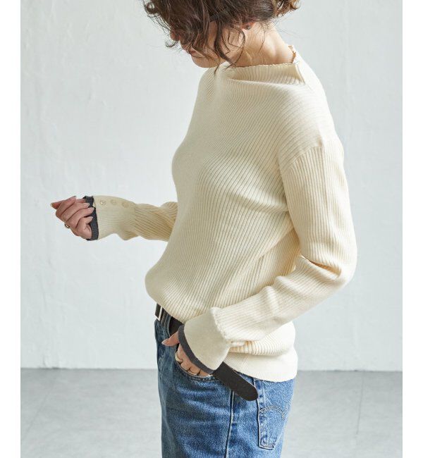 Lbc with Life「袖配色レイヤーリブニット」|カーディガン|