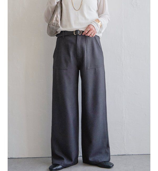 Lbc with Life「ベーカーワイドストレートパンツ」|その他|チャコール