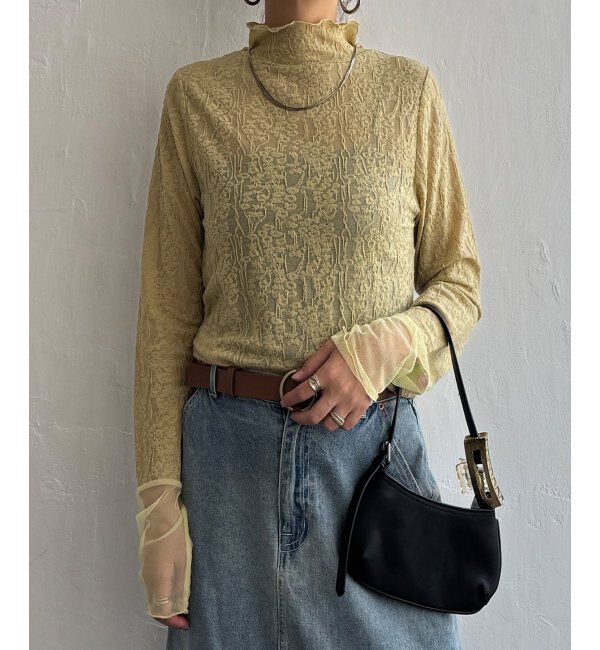 Lbc with Life「ジャカード切り替えシアーロンT」|Tシャツ・カットソー|