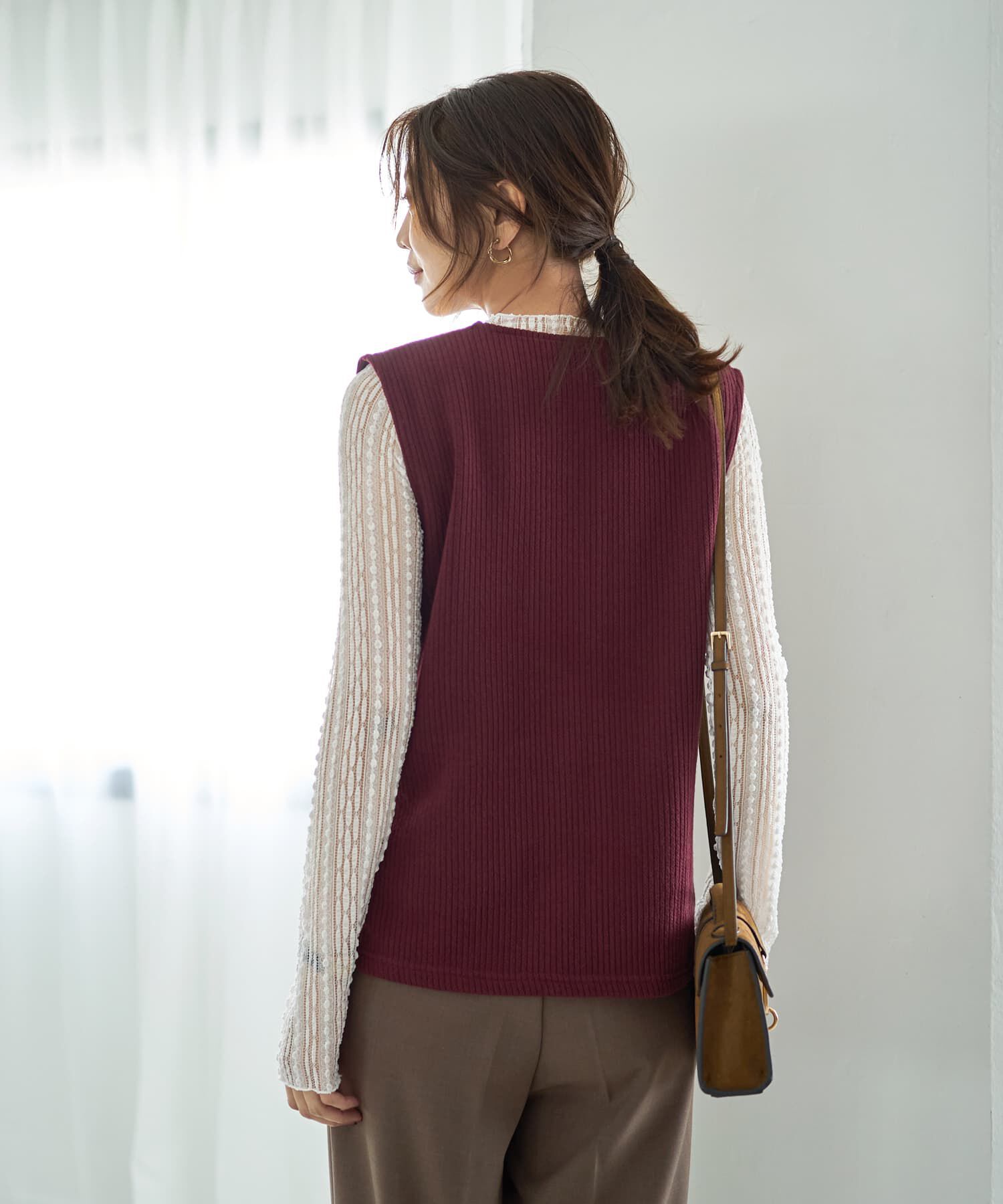 STYLE DELI「GOLDボタンリブニットソーベスト」|ベスト・ジレ|