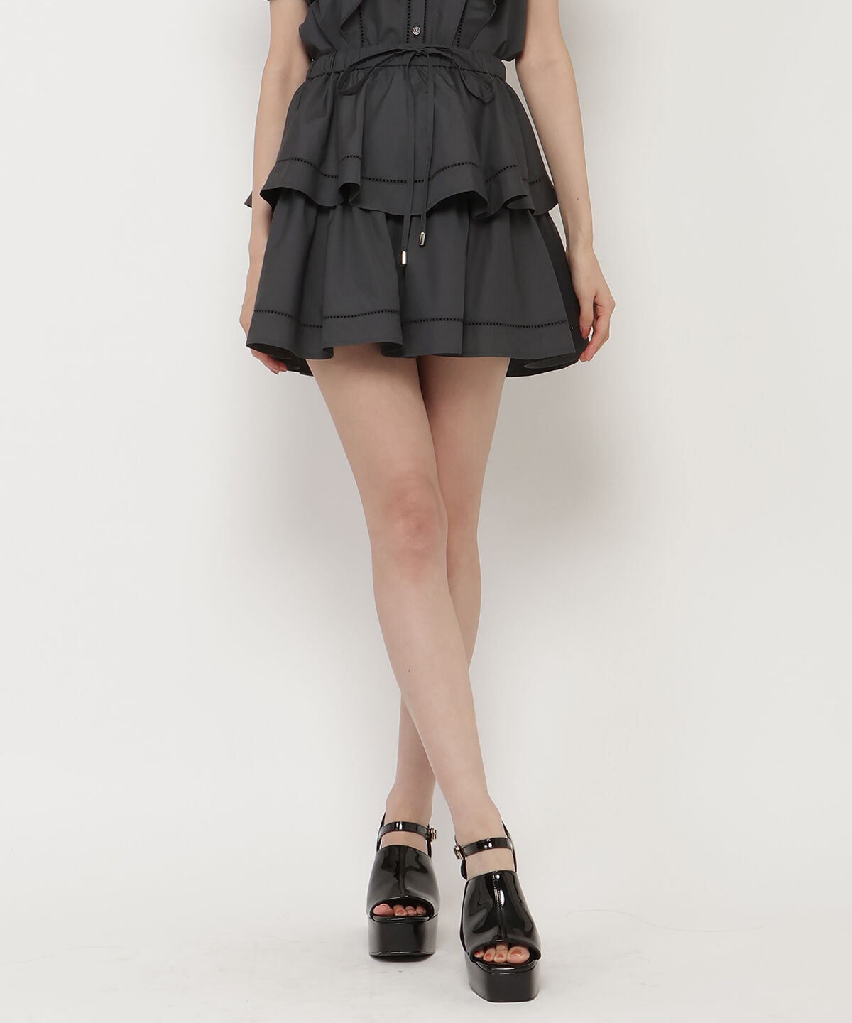 REDYAZEL「コットンフリルミニスカート」|フレア|