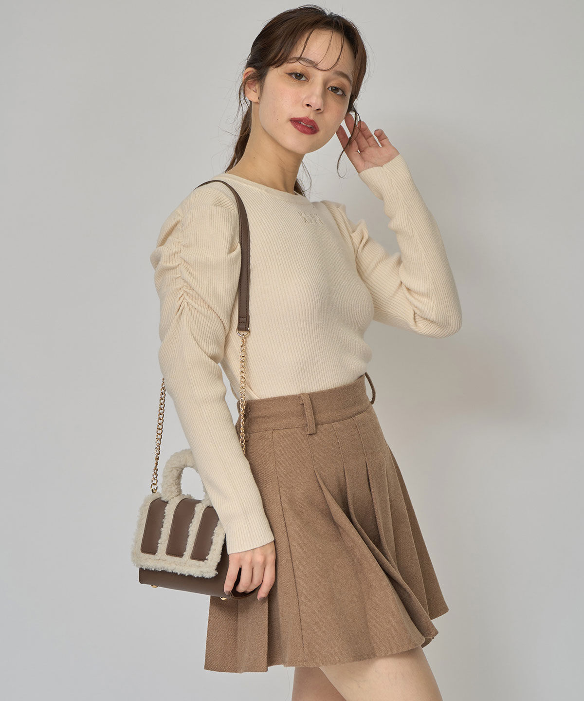 REDYAZEL「パワショルロゴリブニットトップス」|ニット・セーター|