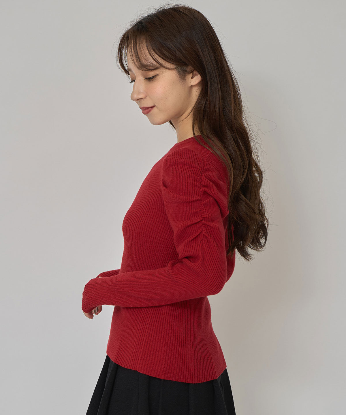 REDYAZEL「パワショルロゴリブニットトップス」|ニット・セーター|