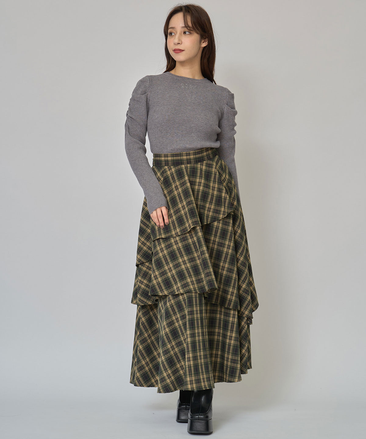 REDYAZEL「パワショルロゴリブニットトップス」|ニット・セーター|