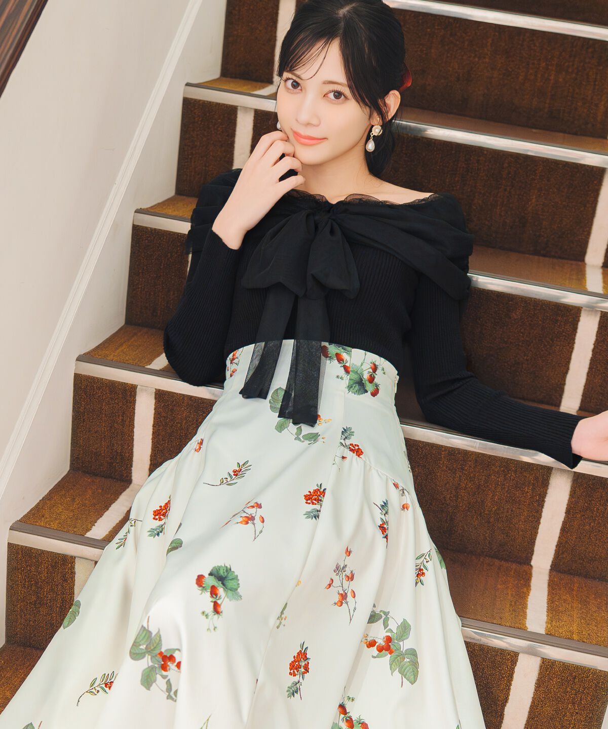 WILLSELECTION「リボンチュールレイヤードリブニット」|ニット・セーター|