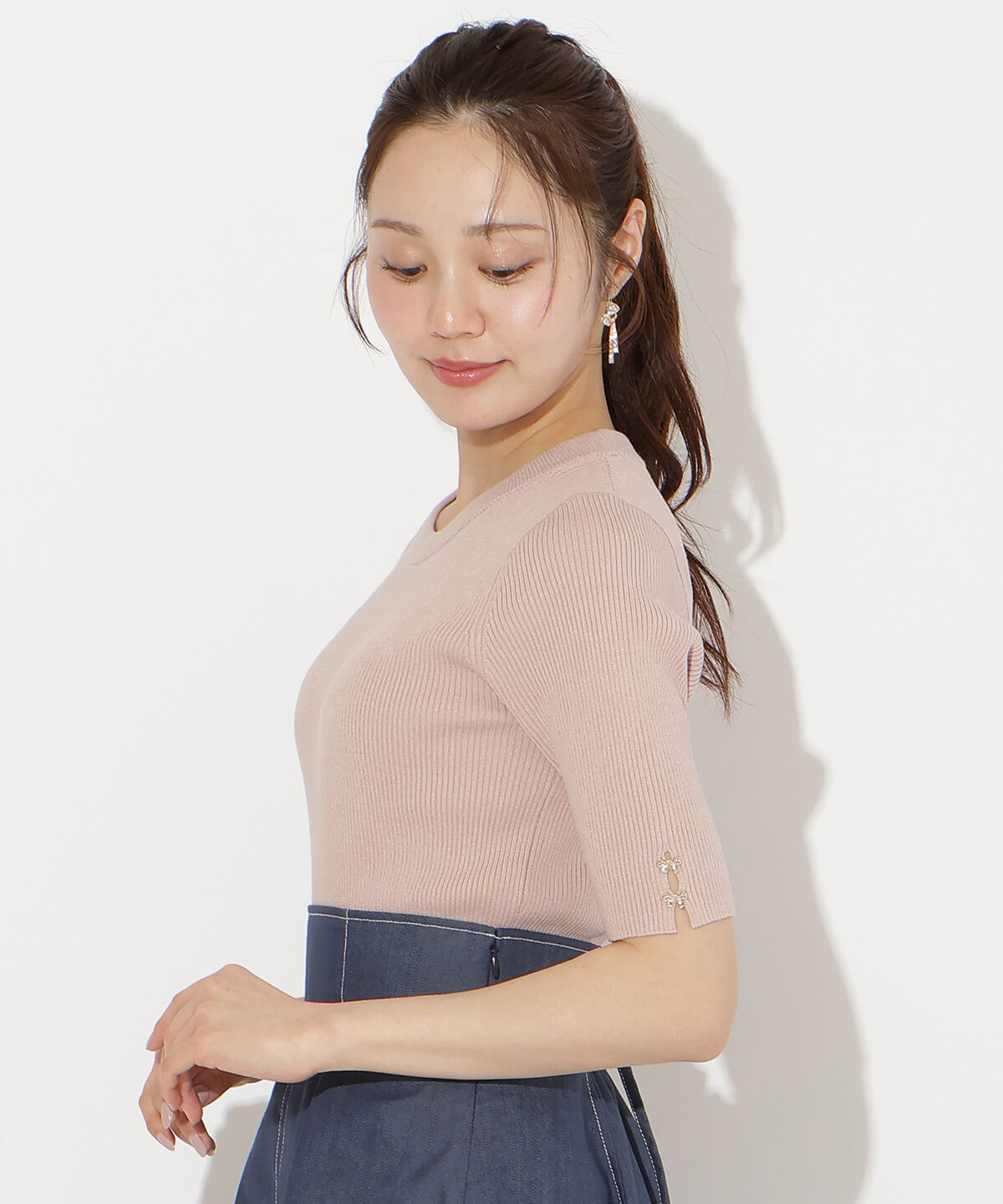 WILLSELECTION「袖口リボンリブニット」|ニット・セーター|ピンク