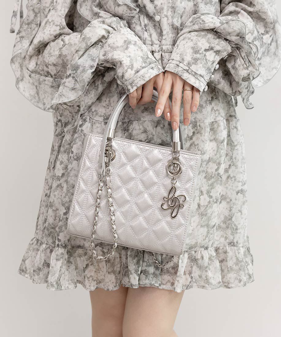  「2WAYキルティングバッグ」|ハンドバッグ|シルバー
