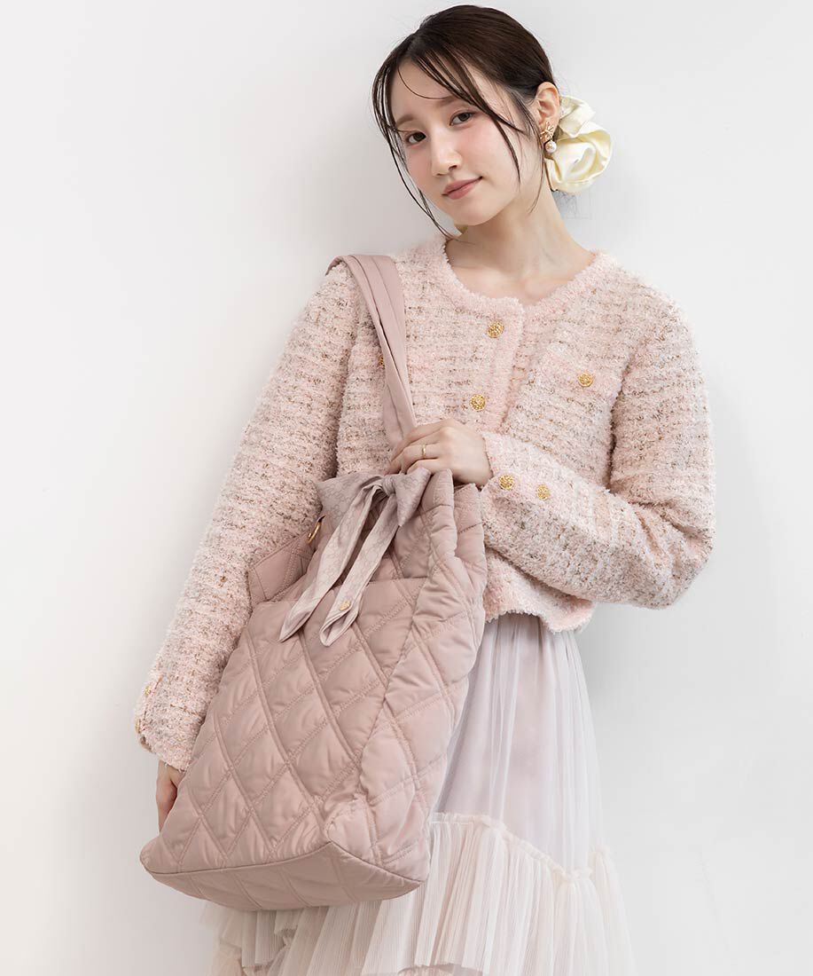  「【A4対応】2WAY リボンキルティングトートバッグ」|トートバッグ|