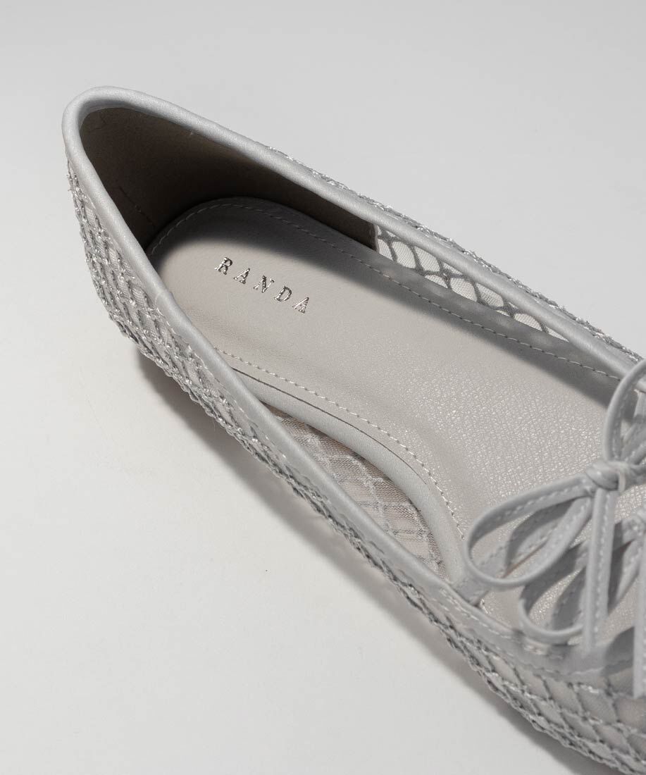  「ダブルリボンメッシュフラットパンプス」|パンプス|