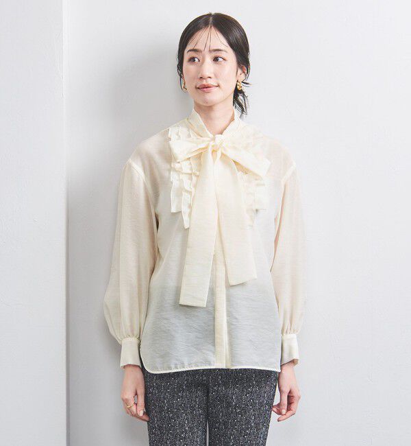 UNITED ARROWS「オーガンジー フリル＆ボウタイ ブラウス」|シャツ・ブラウス|
