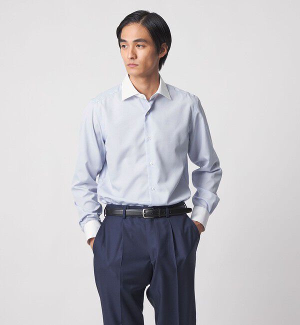 UNITED ARROWS「イージーケア AG グレンプレイド セミワイド クレリックカラーシャツ 抗菌防臭」|シャツ・ブラウス|