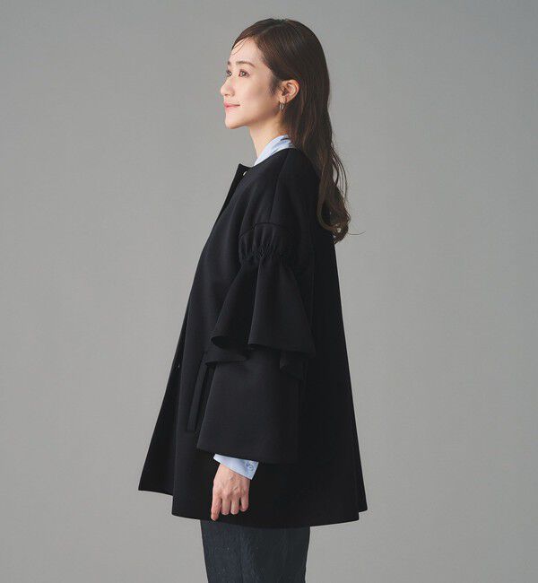 UNITED ARROWS「SPONGY フレアスリーブ コート」|ノーカラーコート|