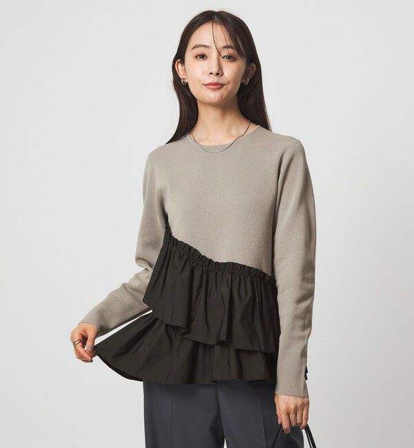 UNITED ARROWS green label relaxing「タフタ ドッキング ペプラム プルオーバー ニット ウォッシャブル」|ニット・セーター|