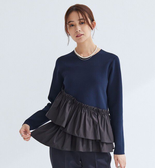 UNITED ARROWS green label relaxing「タフタ ドッキング ペプラム プルオーバー ニット ウォッシャブル」|ニット・セーター|