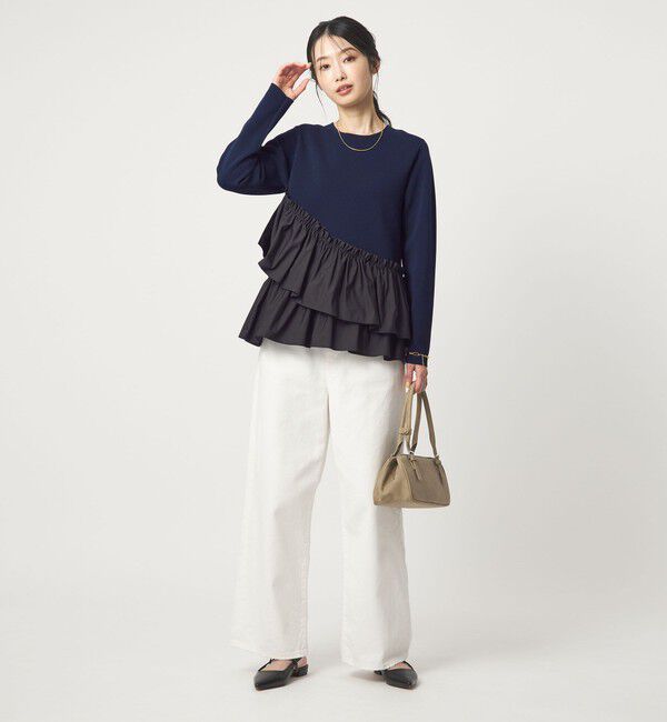 UNITED ARROWS green label relaxing「タフタ ドッキング ペプラム プルオーバー ニット ウォッシャブル」|ニット・セーター|