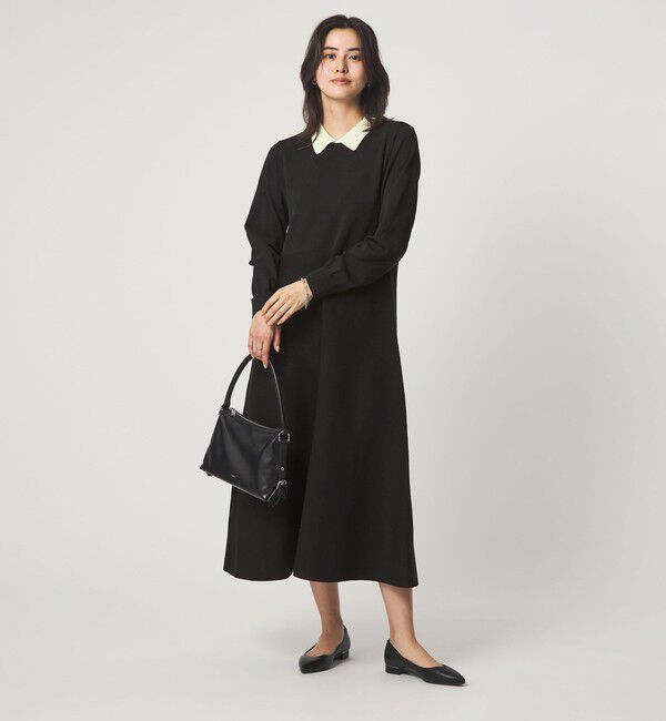 UNITED ARROWS green label relaxing「ハイショク エリツキ ニット ワンピース」|ワンピース|BLACK