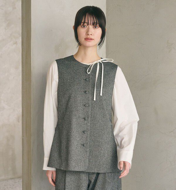 BEAUTY&YOUTH UNITED ARROWS「リボンタイ ノーカラーブラウス」|シャツ・ブラウス|