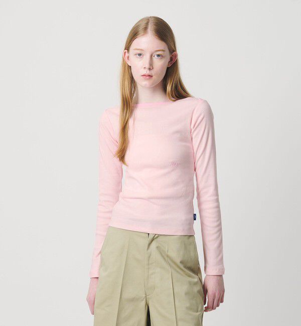 NICE WEATHER「＜NICE WEATHER＞ロゴ フィット ロングスリーブ Tシャツ」|Tシャツ・カットソー|LT.PINK