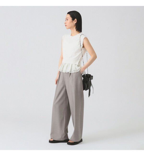 Ray BEAMS 「シアー ペプラム クルーネック ノースリーブ ニット」|ニット・セーター|