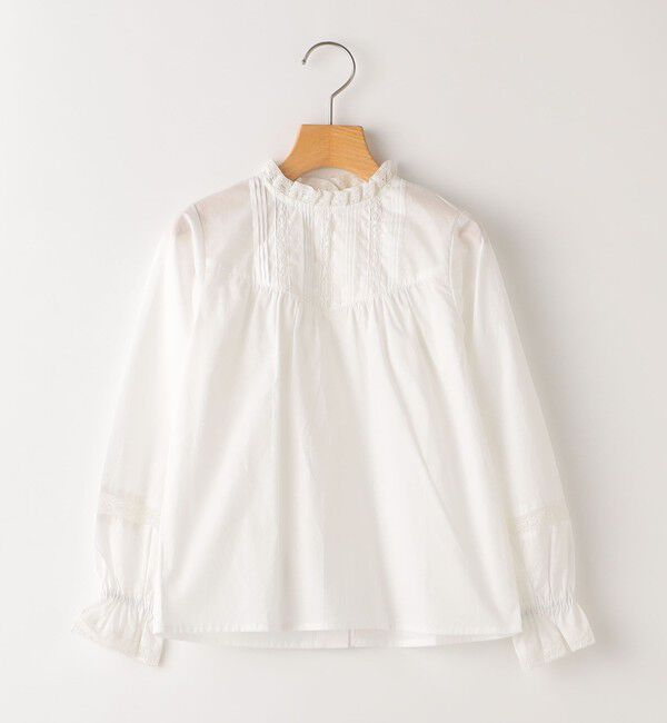 SHIPS KIDS「SHIPS KIDS:100～130cm / レース ピンタック 長袖 ブラウス」|シャツ・ブラウス|