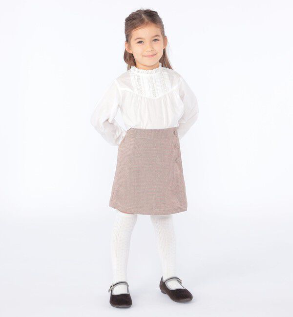 SHIPS KIDS「SHIPS KIDS:100～130cm / レース ピンタック 長袖 ブラウス」|シャツ・ブラウス|