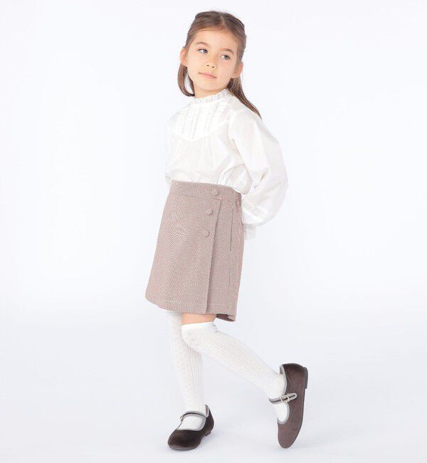 SHIPS KIDS「SHIPS KIDS:100～130cm / レース ピンタック 長袖 ブラウス」|シャツ・ブラウス|