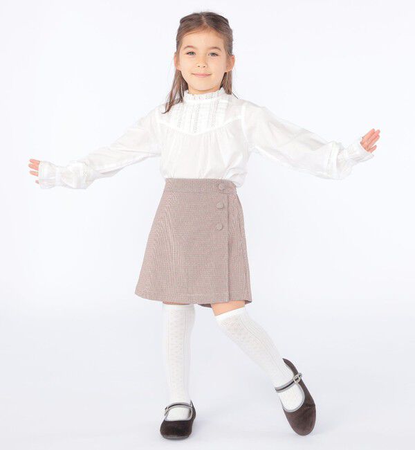 SHIPS KIDS「SHIPS KIDS:100～130cm / レース ピンタック 長袖 ブラウス」|シャツ・ブラウス|