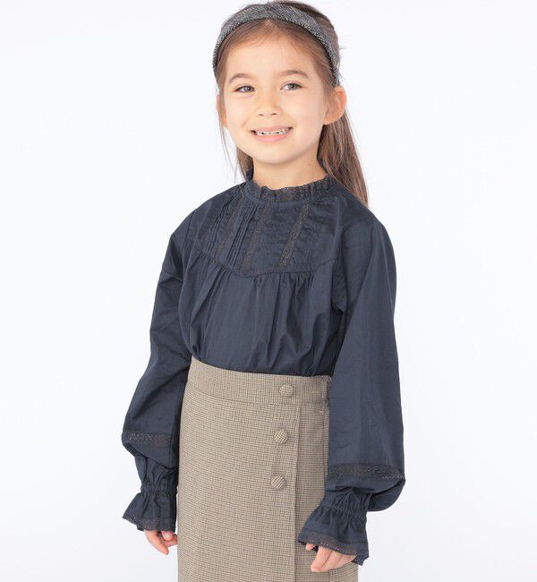SHIPS KIDS「SHIPS KIDS:100～130cm / レース ピンタック 長袖 ブラウス」|シャツ・ブラウス|