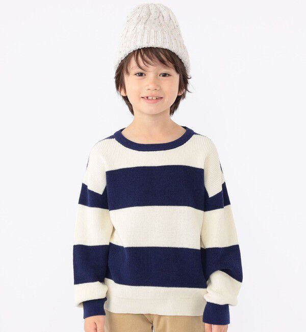 SHIPS KIDS「SHIPS KIDS:100～130cm /〈手洗い可能〉畔 ボーダー ニット」|ニット・セーター|