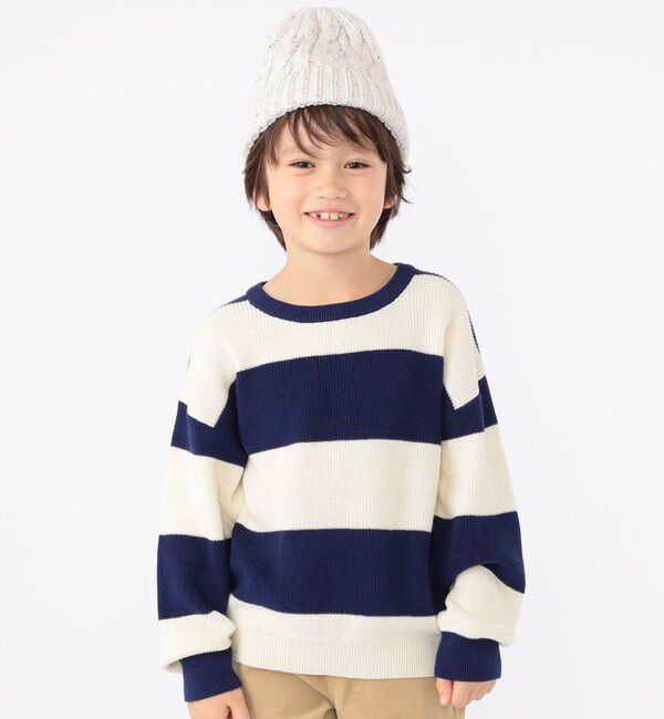 SHIPS KIDS「SHIPS KIDS:100～130cm /〈手洗い可能〉畔 ボーダー ニット」|ニット・セーター|