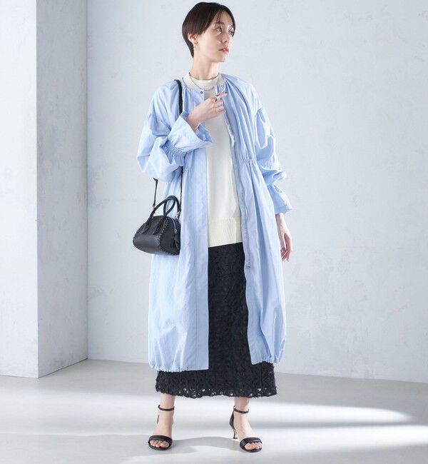 SHIPS for women「〈撥水加工/手洗い可能〉裾 ドロスト ノーカラー ロング コート 24SS ◇」|ノーカラーコート|