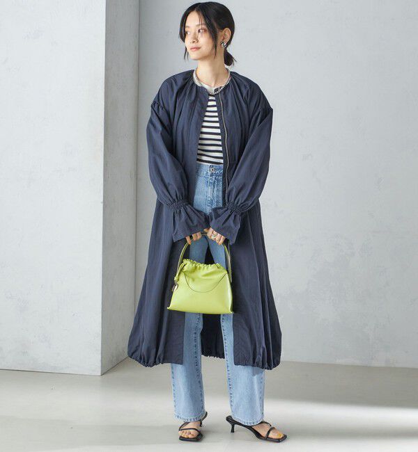 SHIPS for women「〈撥水加工/手洗い可能〉裾 ドロスト ノーカラー ロング コート 24SS ◇」|ノーカラーコート|