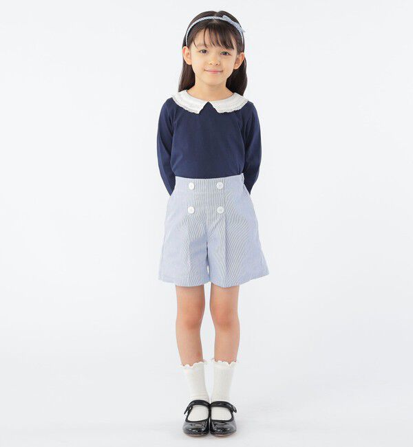 SHIPS KIDS「SHIPS KIDS:100～130cm / レース カラー 長袖 TEE」|Tシャツ・カットソー|