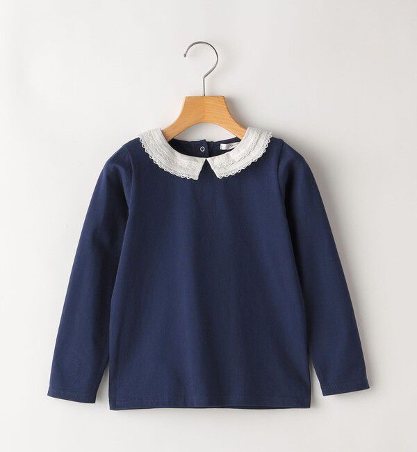 SHIPS KIDS「SHIPS KIDS:100～130cm / レース カラー 長袖 TEE」|Tシャツ・カットソー|