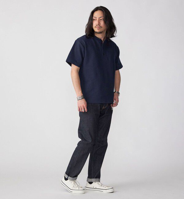 SHIPS「【WEB限定】SHIPS: ワンポイント ロゴ バーズアイ ヘンリーネック Tシャツ 24SS」|Tシャツ・カットソー|