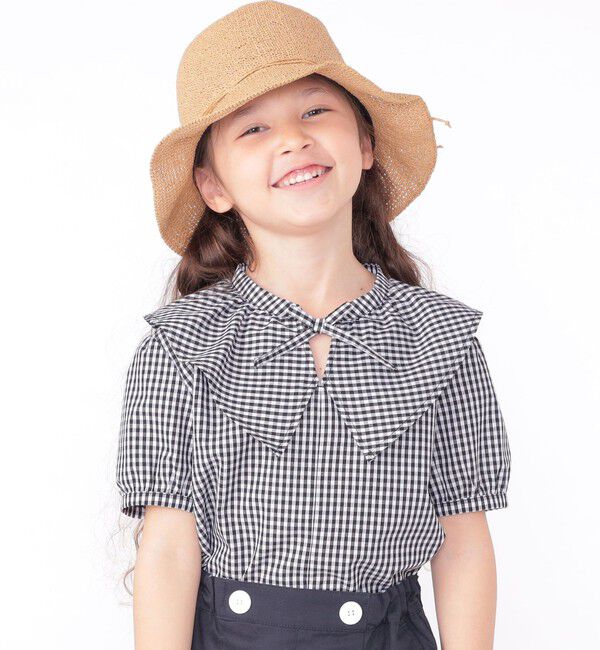 SHIPS KIDS「SHIPS KIDS:100～130cm / ギンガムチェック 半袖 ブラウス」|シャツ・ブラウス|