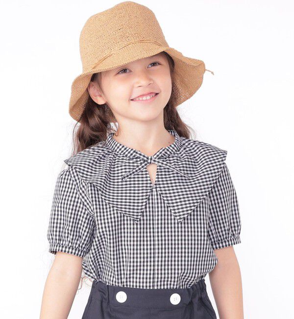 SHIPS KIDS「SHIPS KIDS:100～130cm / ギンガムチェック 半袖 ブラウス」|シャツ・ブラウス|
